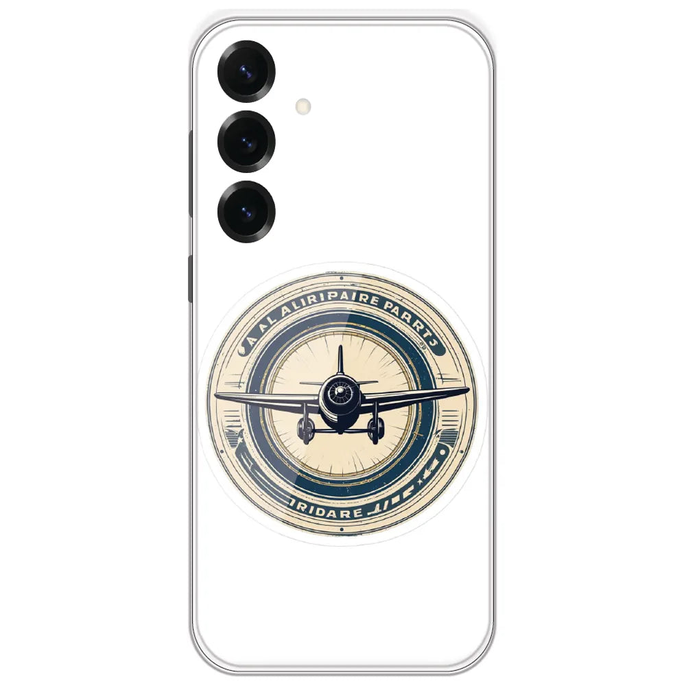 Vintage Airplane Badge - Printed Silicone Case for Samsung Galaxy S25 Plus