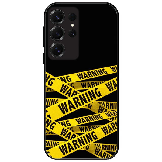 Warning - Glossy Metal Silicone Case for Samsung Galaxy S25 Ultra