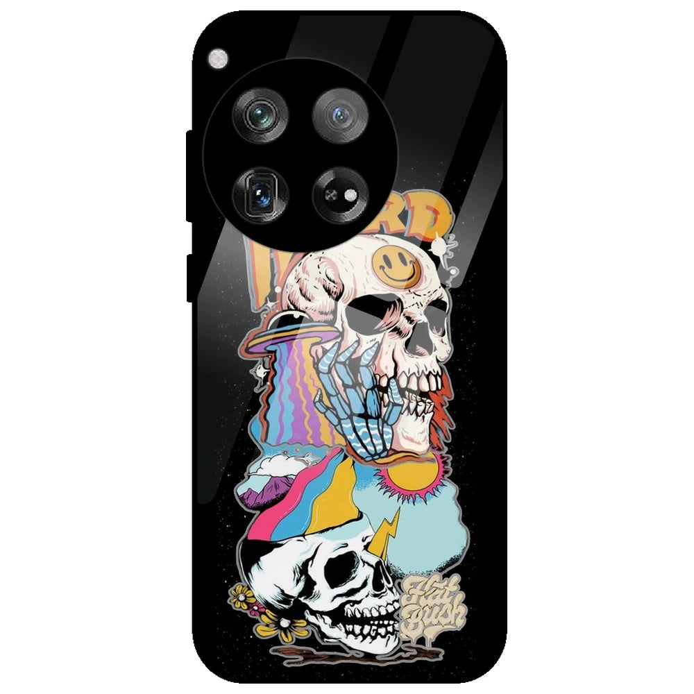 Weird Skull Graffiti - Glass Case for OnePlus 12