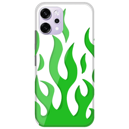 White Aesthetic Flame - Clear Printed Silicone Case for Oppo Reno 14 Pro