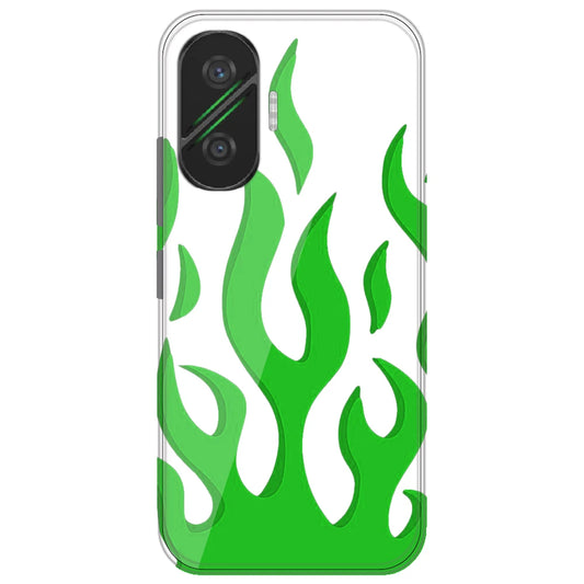 White Aesthetic Flame - Clear Printed Silicone Case for Poco F7
