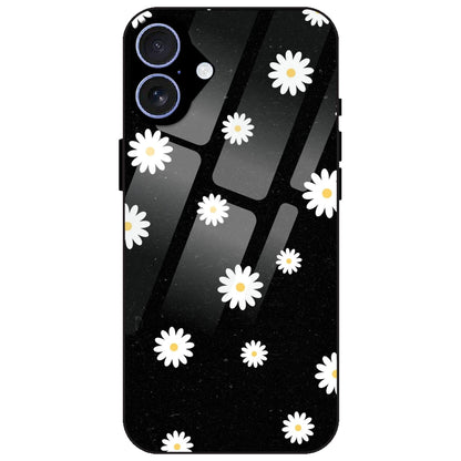 White And Black Flower - Glass Case for Apple iPhone 17