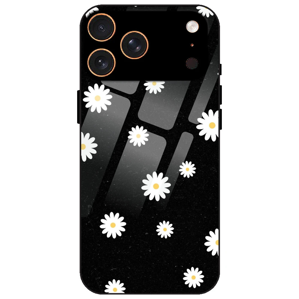 White And Black Flower - Glass Case for Apple iPhone 17 Pro