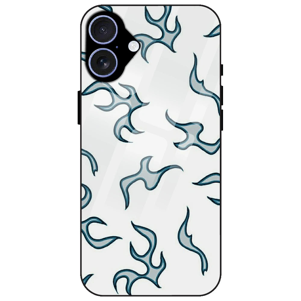 White And Blue Flames - Glass Case for Apple iPhone 17