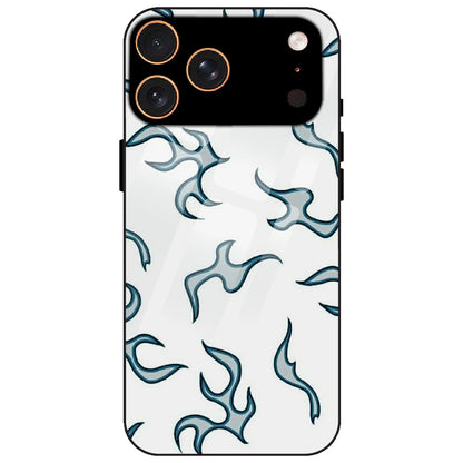 White And Blue Flames - Glass Case for Apple iPhone 17 Pro