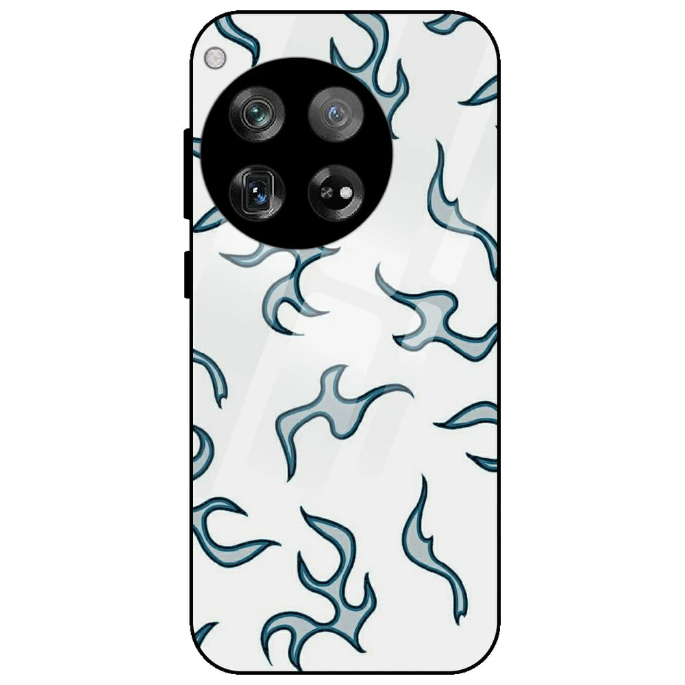 White And Blue Flames - Glass Case for OnePlus 12
