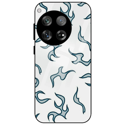 White And Blue Flames - Glass Case for OnePlus 12