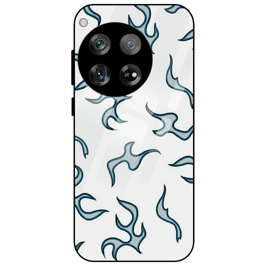 White And Blue Flames - Glass Case for OnePlus 12