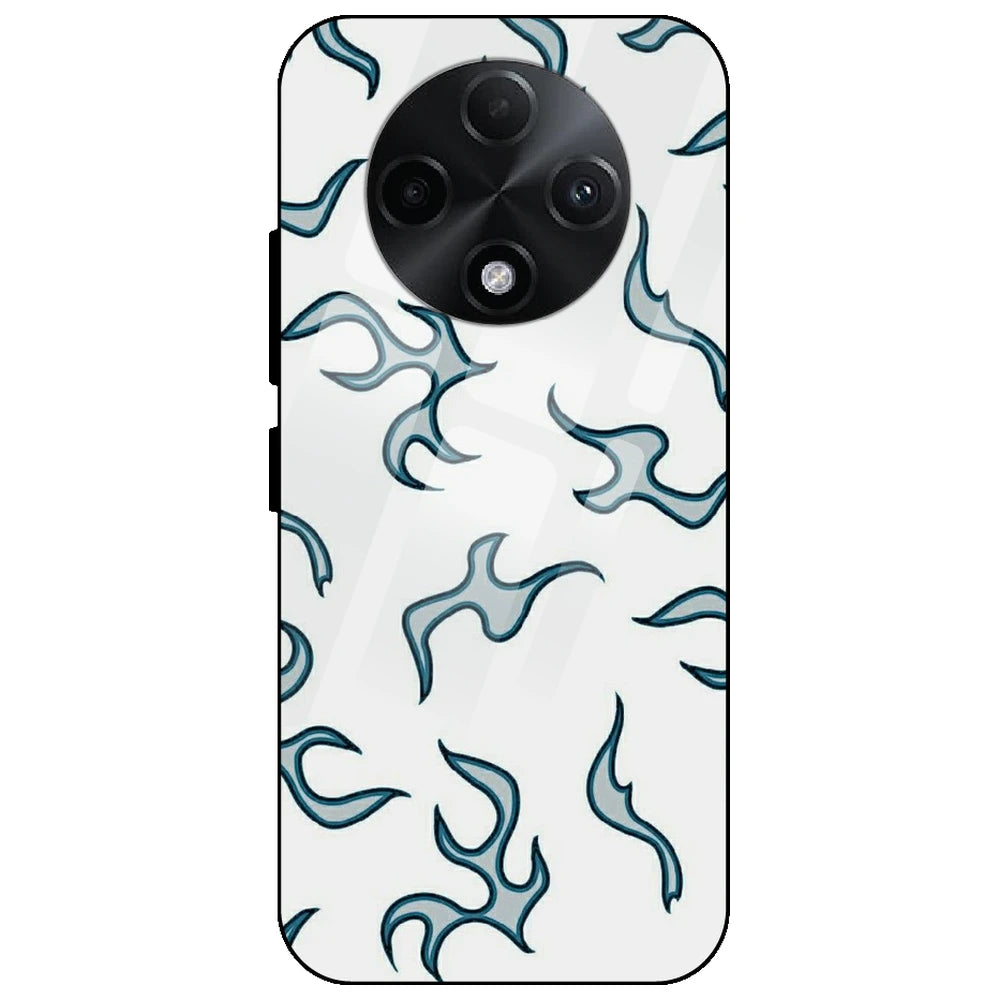 White And Blue Flames - Glass Case for Oppo F27