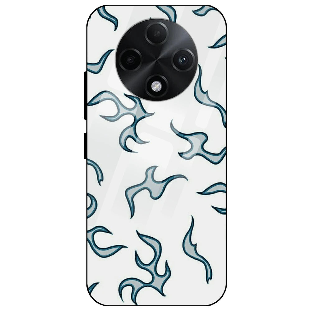 White And Blue Flames - Glass Case for Oppo F27 Pro