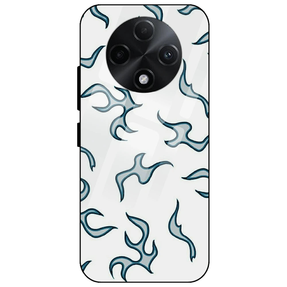 White And Blue Flames - Glass Case for Oppo F27 Pro Plus