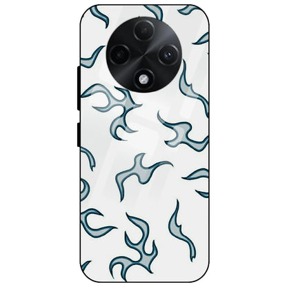 White And Blue Flames - Glass Case for Oppo F27 Pro Plus