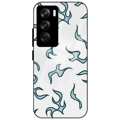 White And Blue Flames - Glass Case for Oppo Reno 12