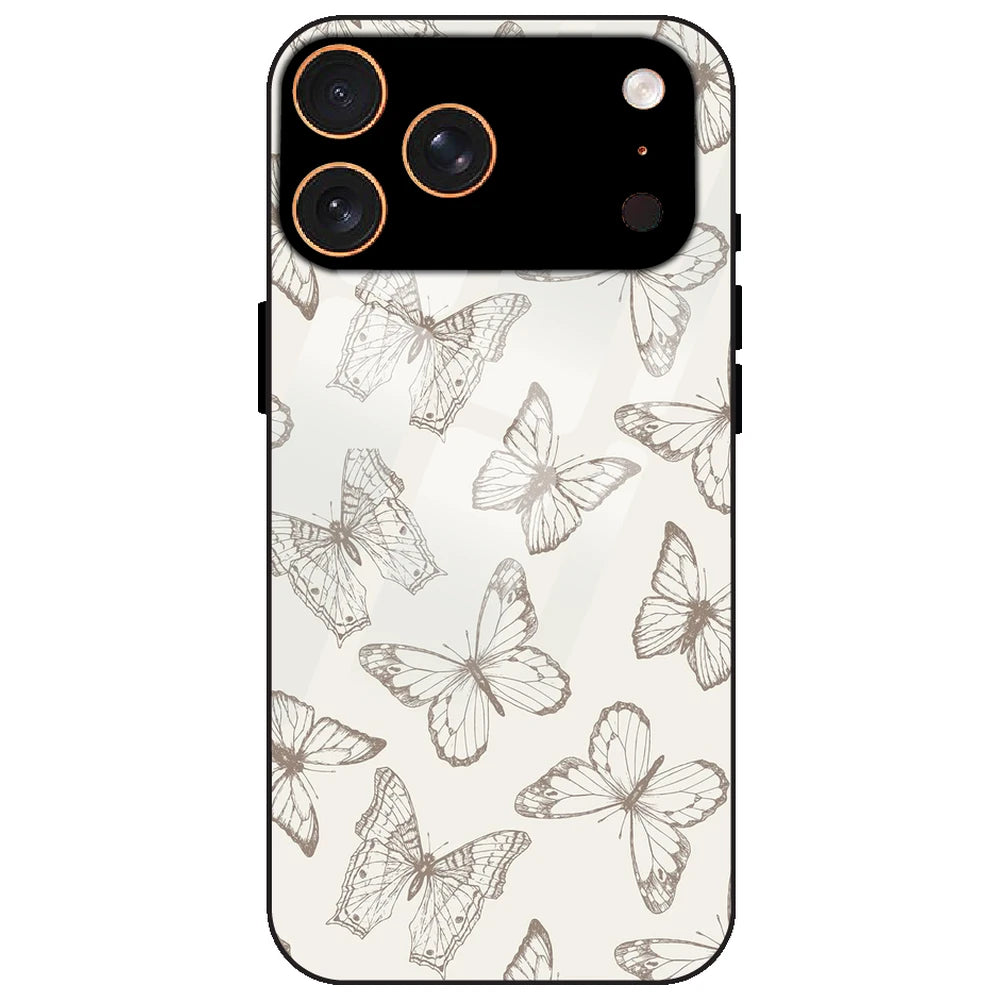 White Butterflies - Glass Case for Apple iPhone 17 Pro
