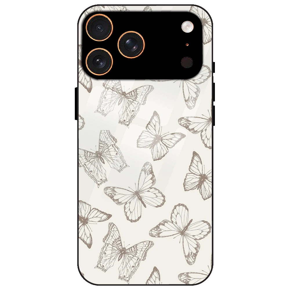 White Butterflies - Glass Case for Apple iPhone 17 Pro Max