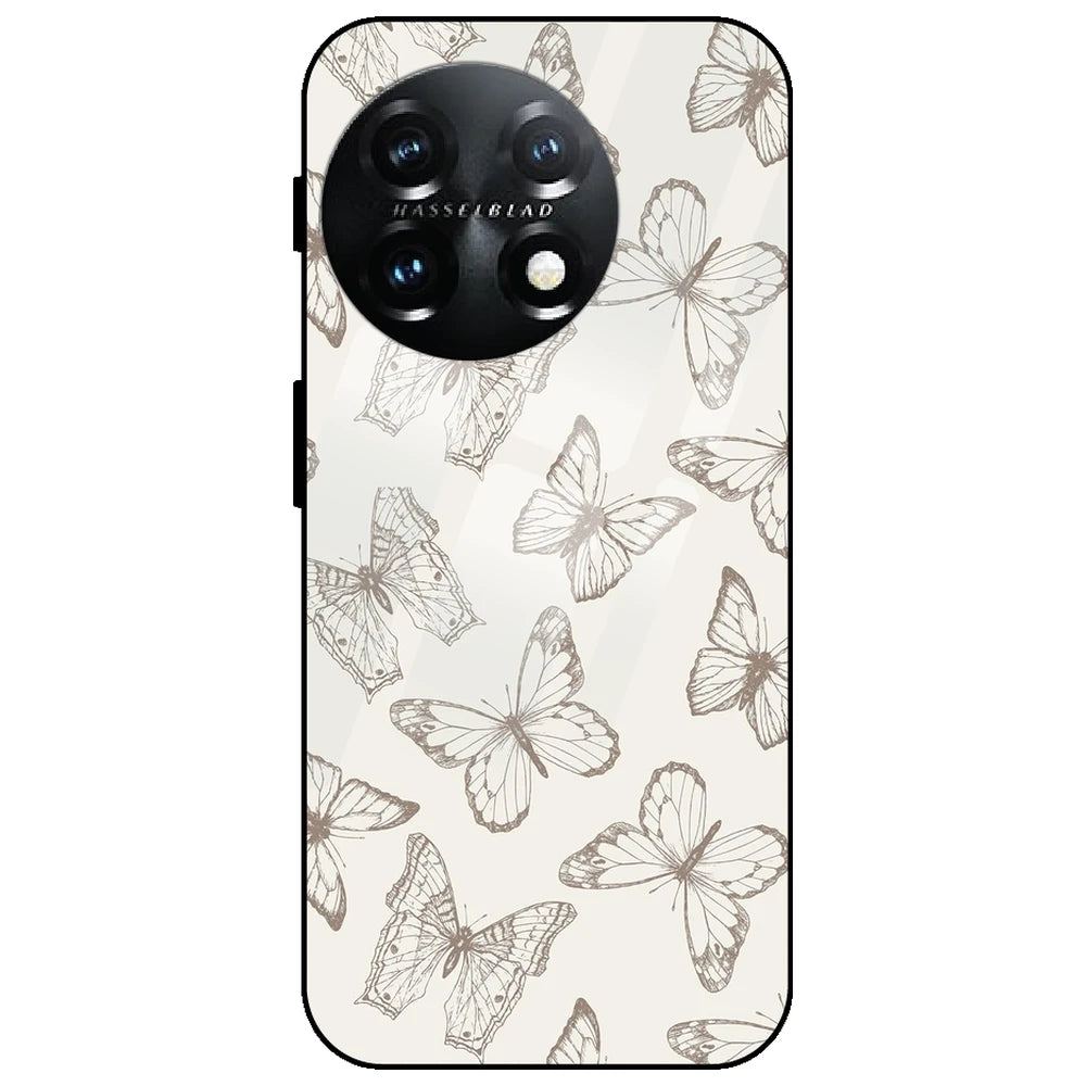 White Butterflies - Glass Case for OnePlus 11