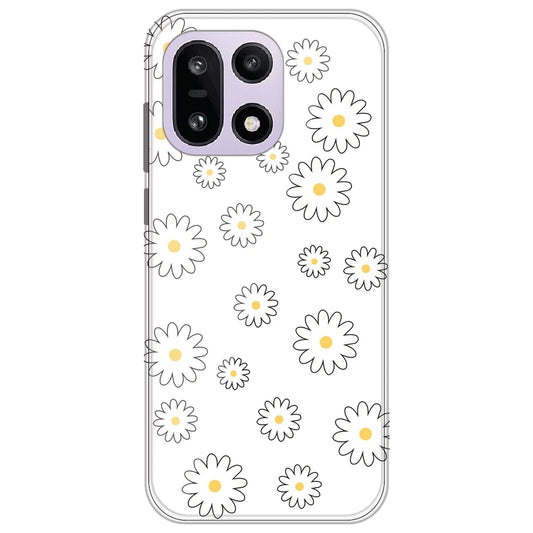 White Flowers - Clear Printed Silicone Case for OnePlus 15