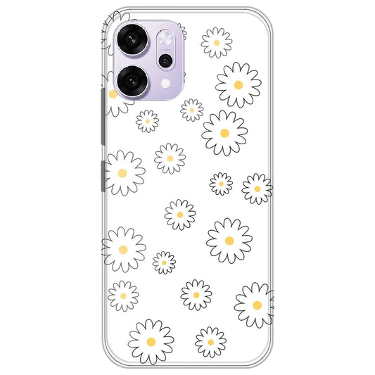 White Flowers - Clear Printed Silicone Case for Oppo Reno 14 Pro