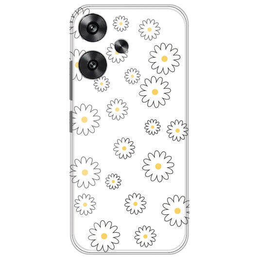 White Flowers - Clear Printed Silicone Case for Poco F6