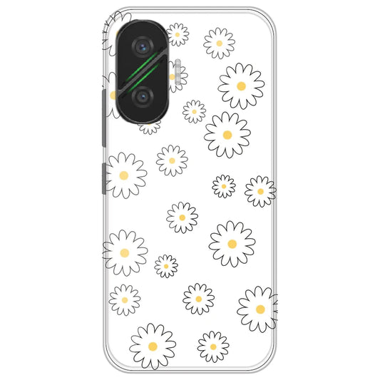 White Flowers - Clear Printed Silicone Case for Poco F7