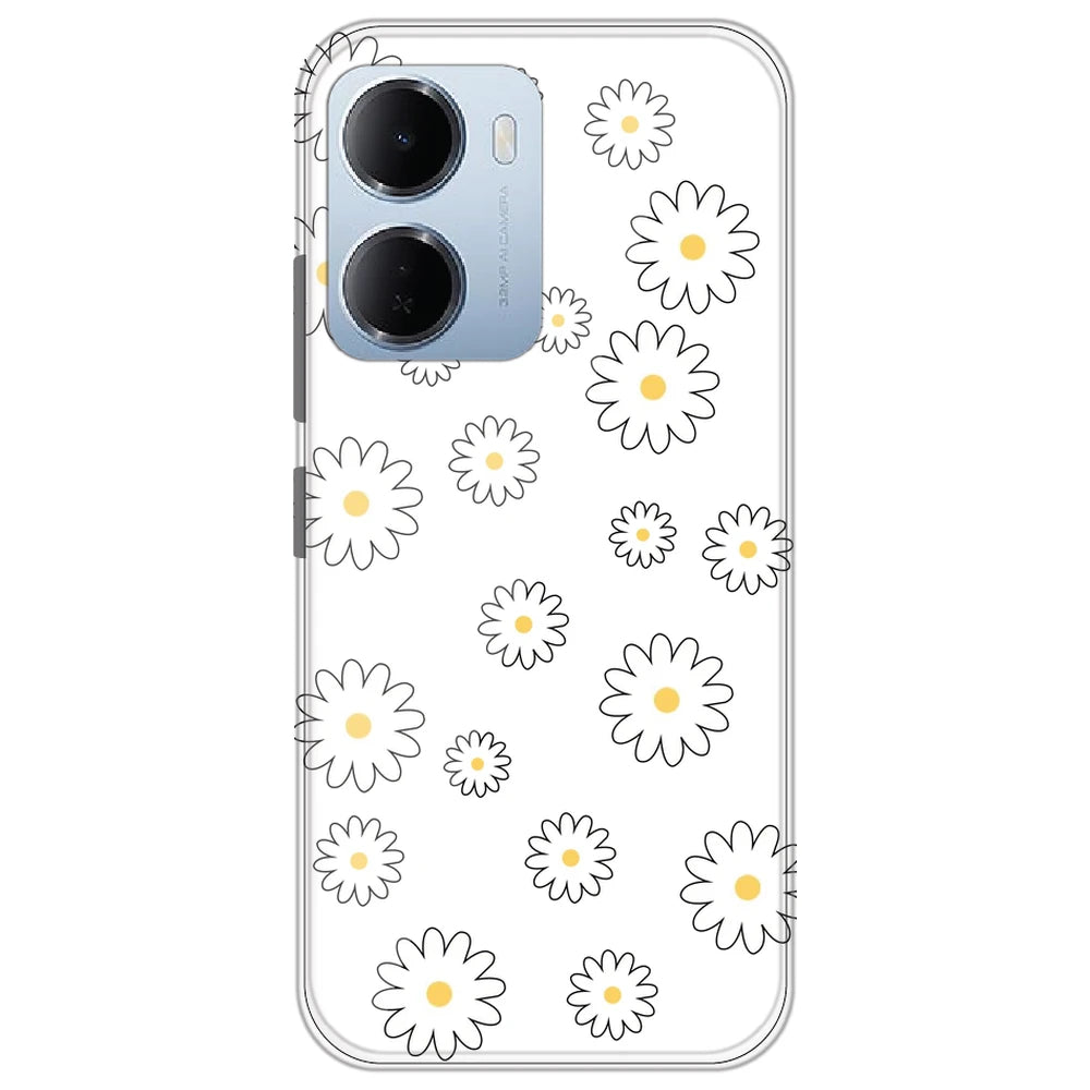 White Flowers - Clear Printed Silicone Case for Redmi 15A