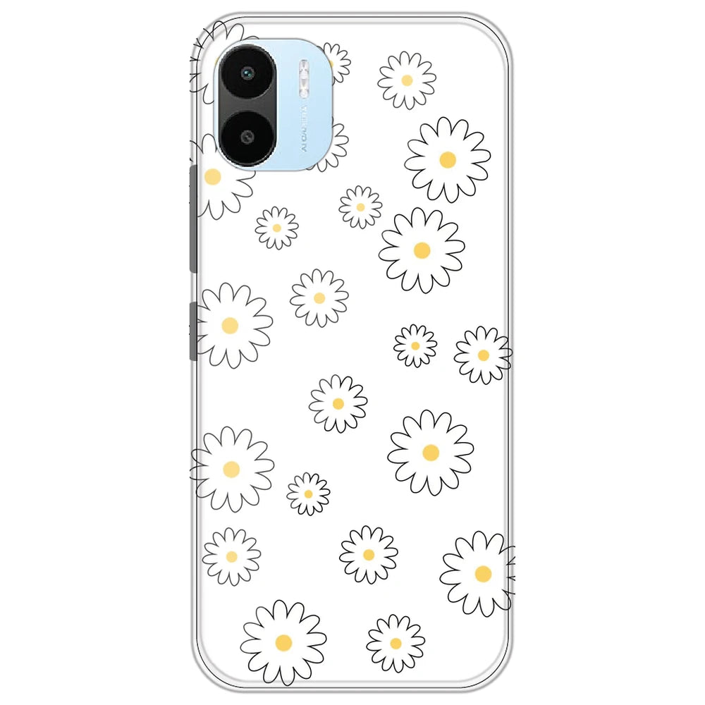 White Flowers - Clear Printed Silicone Case for Redmi A2 Plus