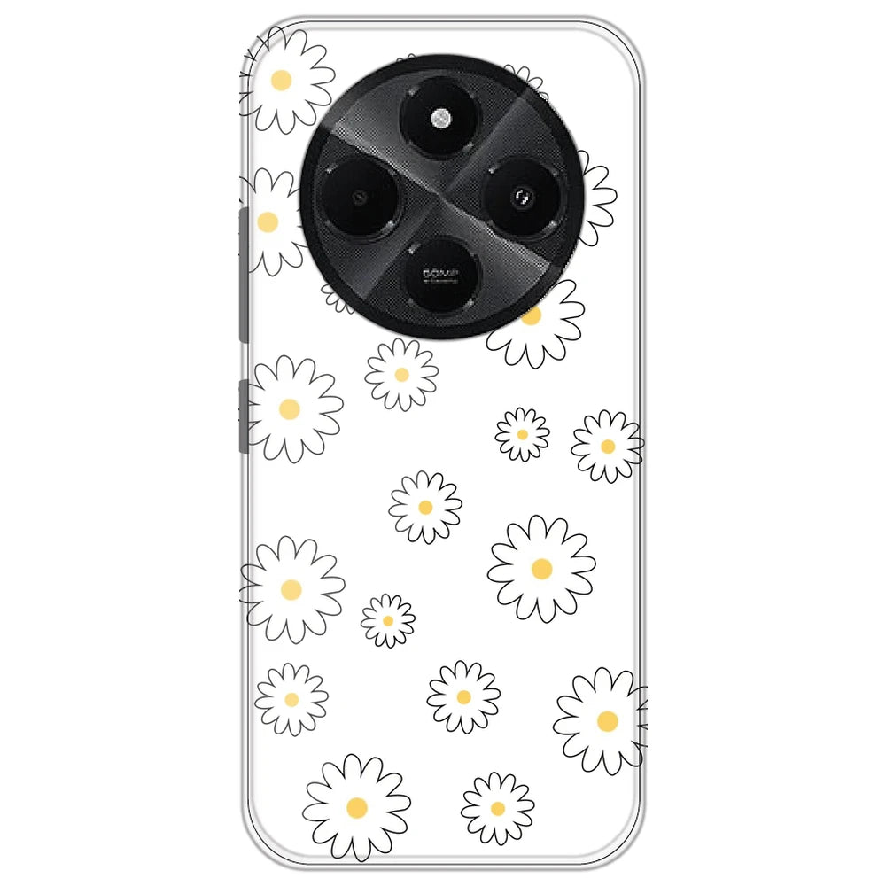 White Flowers - Clear Printed Silicone Case for Redmi A4