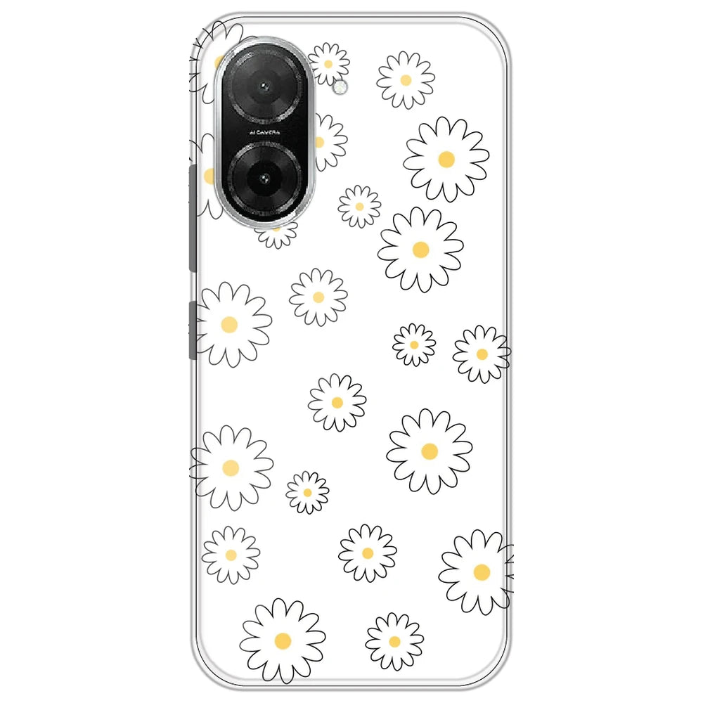 White Flowers - Clear Printed Silicone Case for Redmi A5