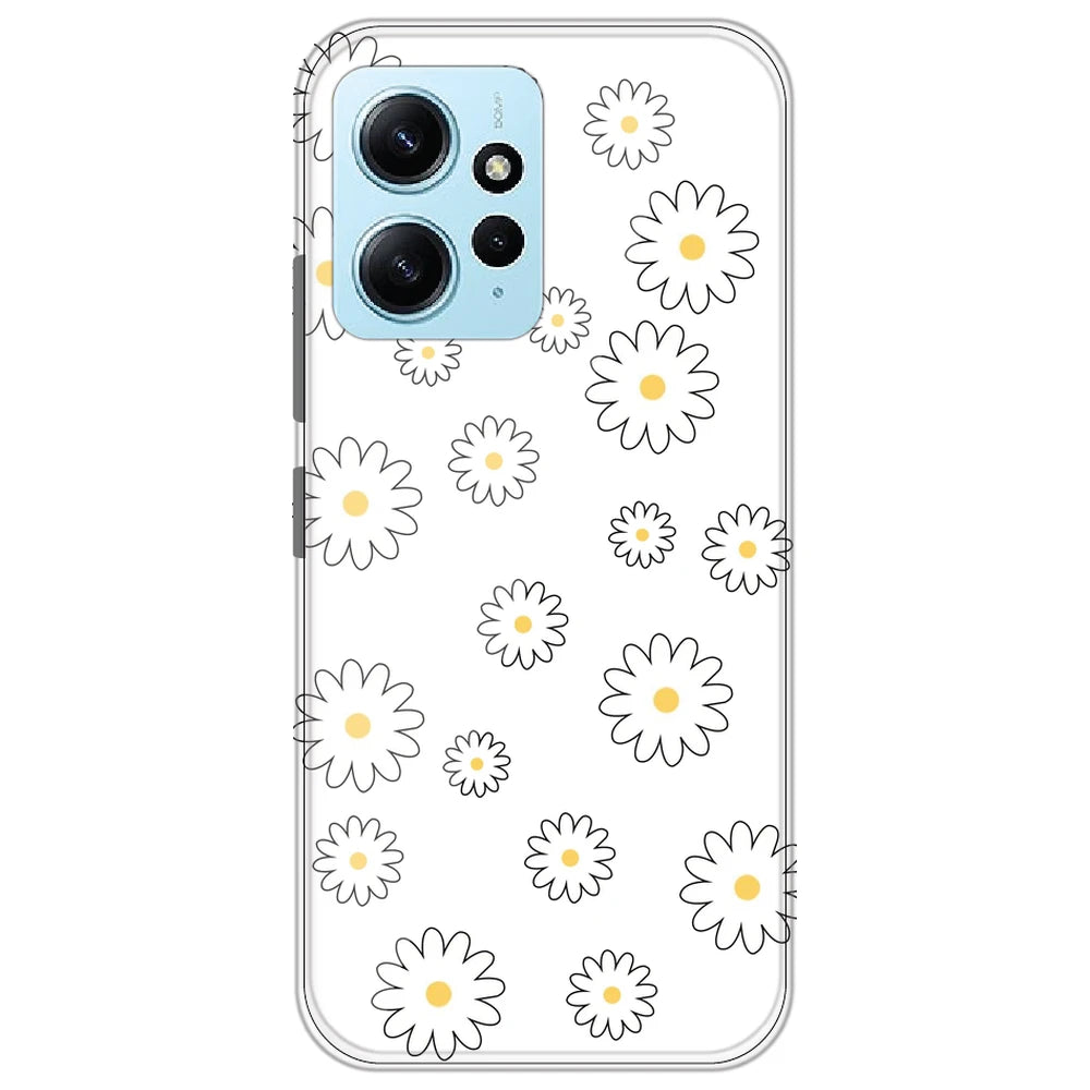 White Flowers - Clear Printed Silicone Case for Redmi Note 12 4G