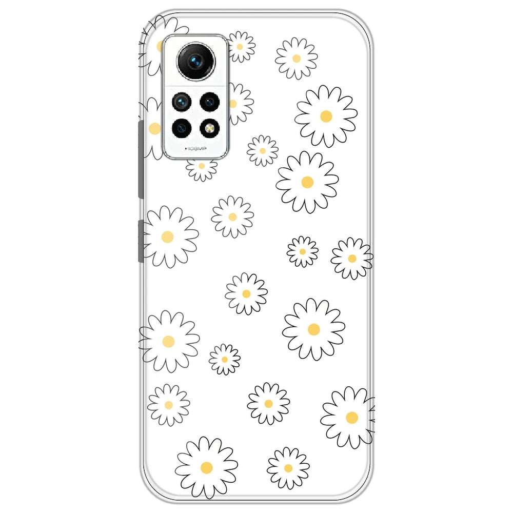 White Flowers - Clear Printed Silicone Case for Redmi Note 12 Pro 4G