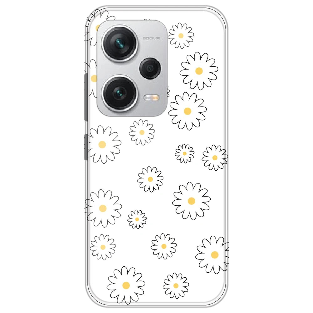 White Flowers - Clear Printed Silicone Case for Redmi Note 12 Pro Plus 5G