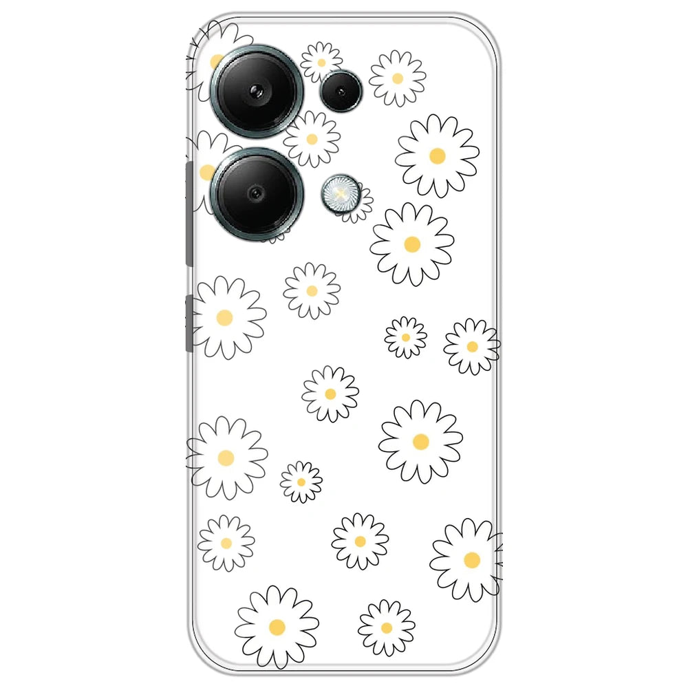White Flowers - Clear Printed Silicone Case for Redmi Note 13 Pro 4G