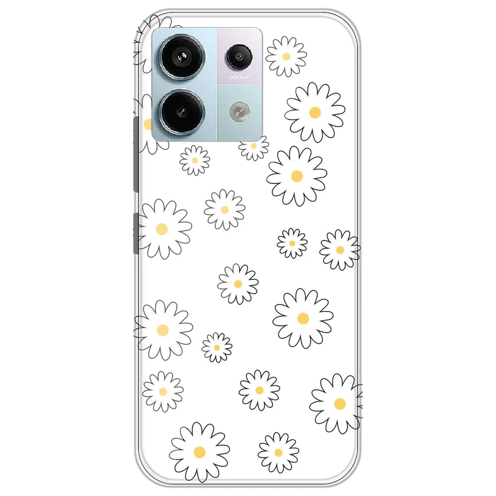 White Flowers - Clear Printed Silicone Case for Redmi Note 13 Pro 5G