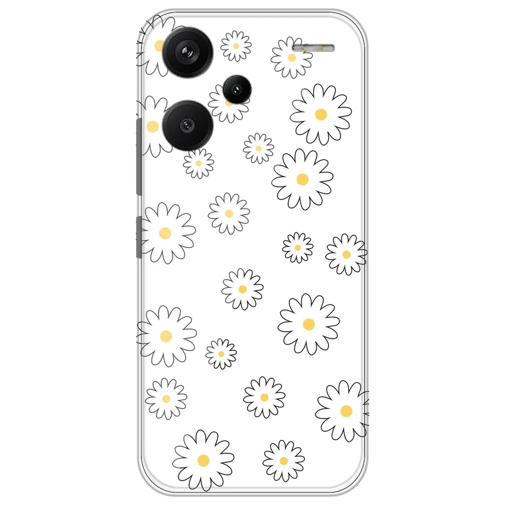 White Flowers - Clear Printed Silicone Case for Redmi Note 13 Pro Plus 5G