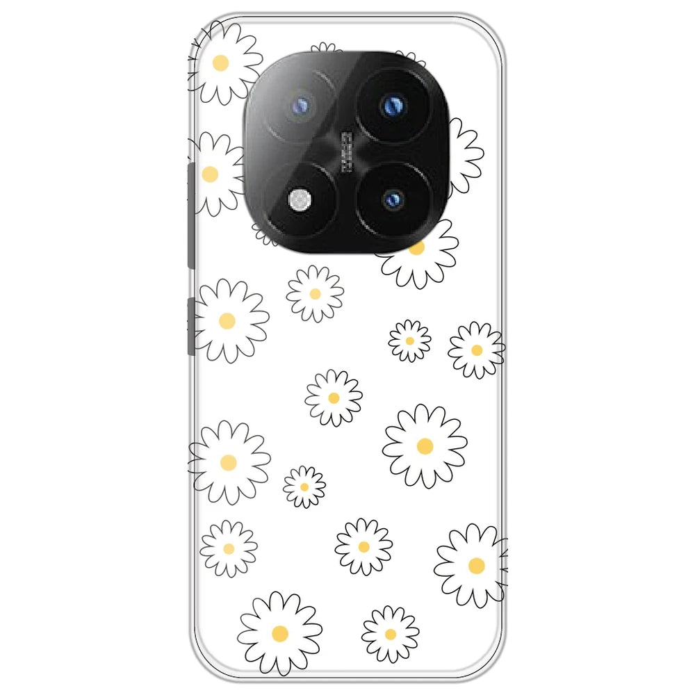 White Flowers - Clear Printed Silicone Case for Redmi Note 14 Pro Plus