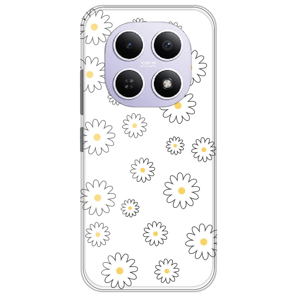 White Flowers - Clear Printed Silicone Case for Redmi Note 15 5G