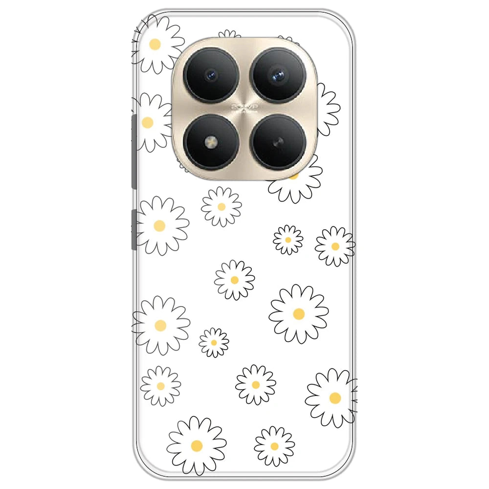 White Flowers - Clear Printed Silicone Case for Redmi Note 15 Pro Plus 5G