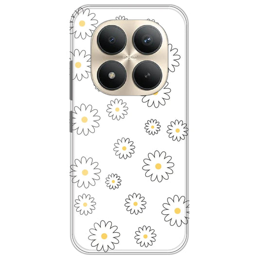 White Flowers - Clear Printed Silicone Case for Redmi Note 15 Pro Plus 5G