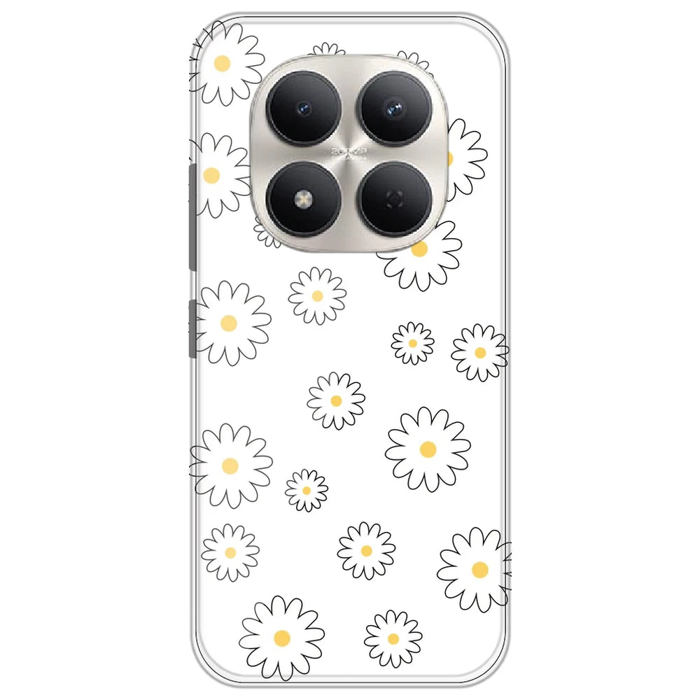 White Flowers - Clear Printed Silicone Case for Redmi Note 15 Pro
