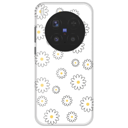 White Flowers - Clear Printed Silicone Case for Vivo X300 Pro