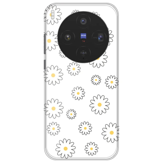 White Flowers - Clear Printed Silicone Case for Vivo X300