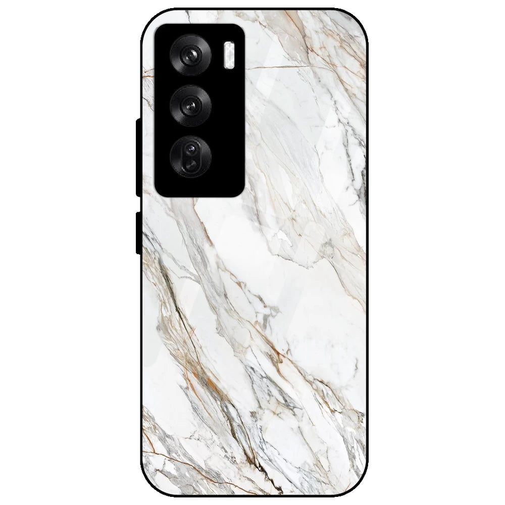 White Marble - Glass Case for Oppo Reno 12