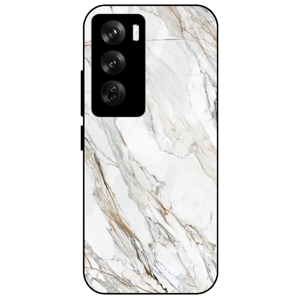 White Marble - Glass Case for Oppo Reno 12 Pro