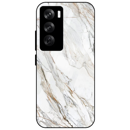 White Marble - Glass Case for Oppo Reno 12 Pro