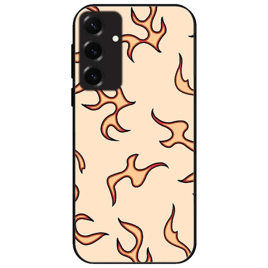 Yellow Flames - Glossy Metal Silicone Case for Samsung Galaxy S25 Plus