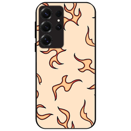 Yellow Flames - Glossy Metal Silicone Case for Samsung Galaxy S25 Ultra