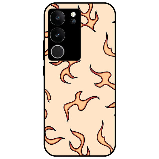 Yellow Flames - Glossy Metal Silicone Case for Vivo V29 5G