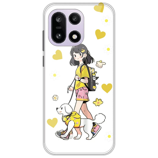 Yellow Girl And Dog - Clear Printed Silicone Case for OnePlus 15