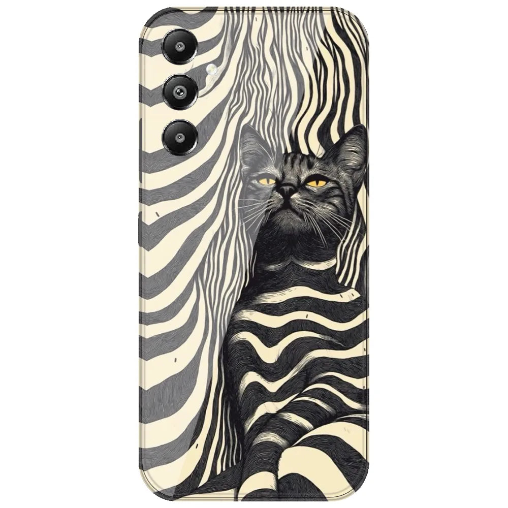 Zebra Stripe Cat - Printed Silicone Case for Samsung Galaxy A05s