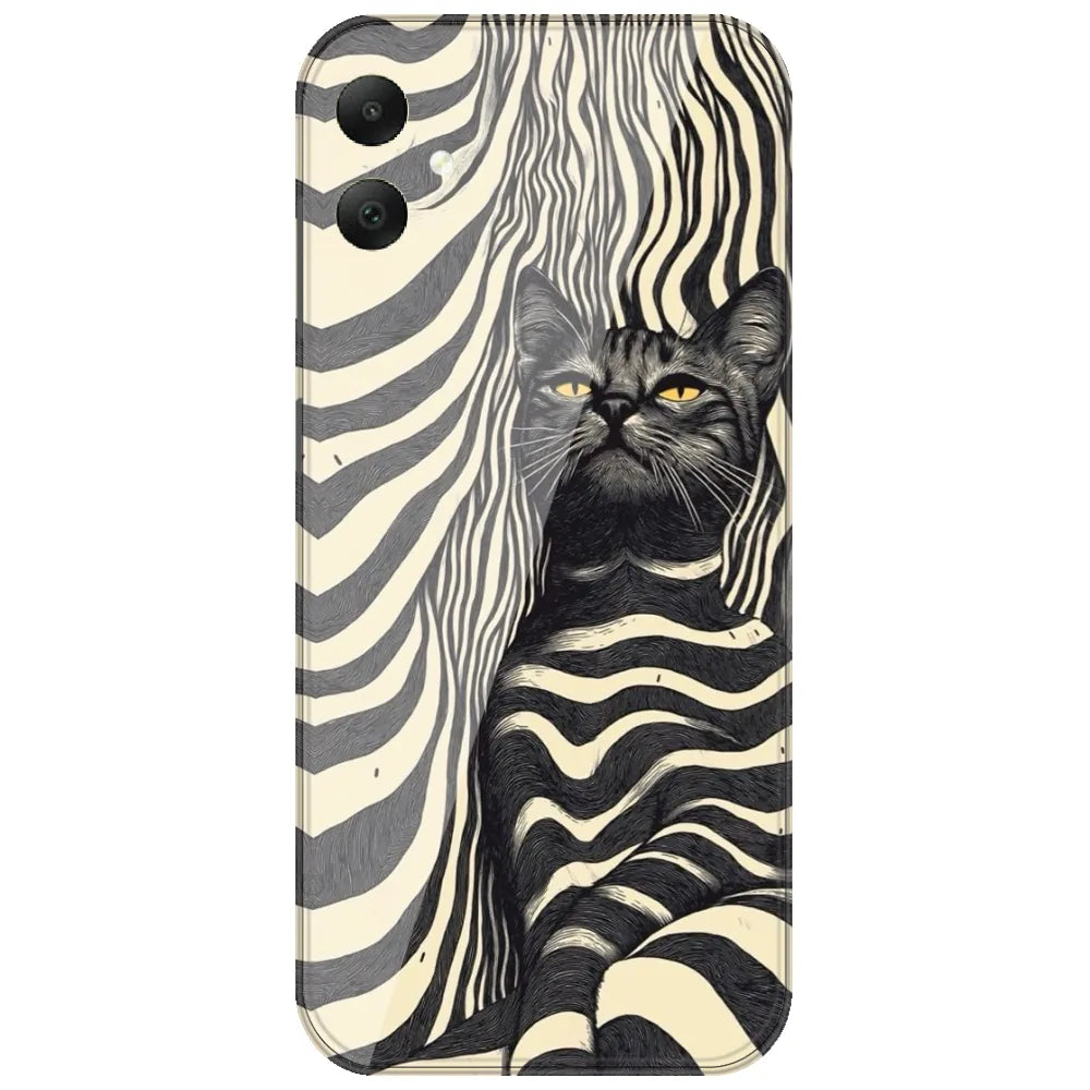 Zebra Stripe Cat - Printed Silicone Case for Samsung Galaxy A06
